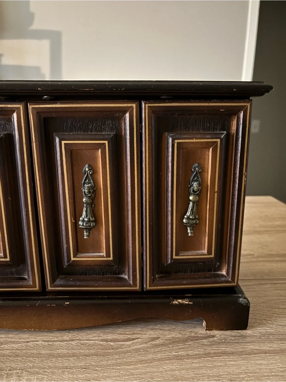 Vintage Sankyo Japan Musical Jewelry Box Wood Chest 6 Drawers Wind-Up Music Box